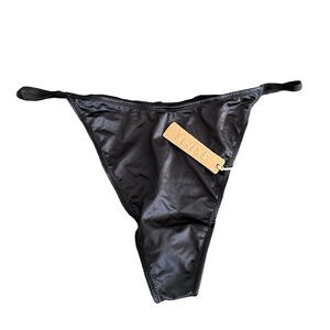 NWT SKIMS G-String Black Sexy Lingerie Satiny Thong Panty